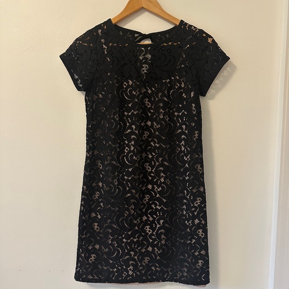 LOFT - Black Lace Mini Dress | Size 2P - Picture 1 of 9